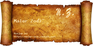 Maler Zoé névjegykártya
